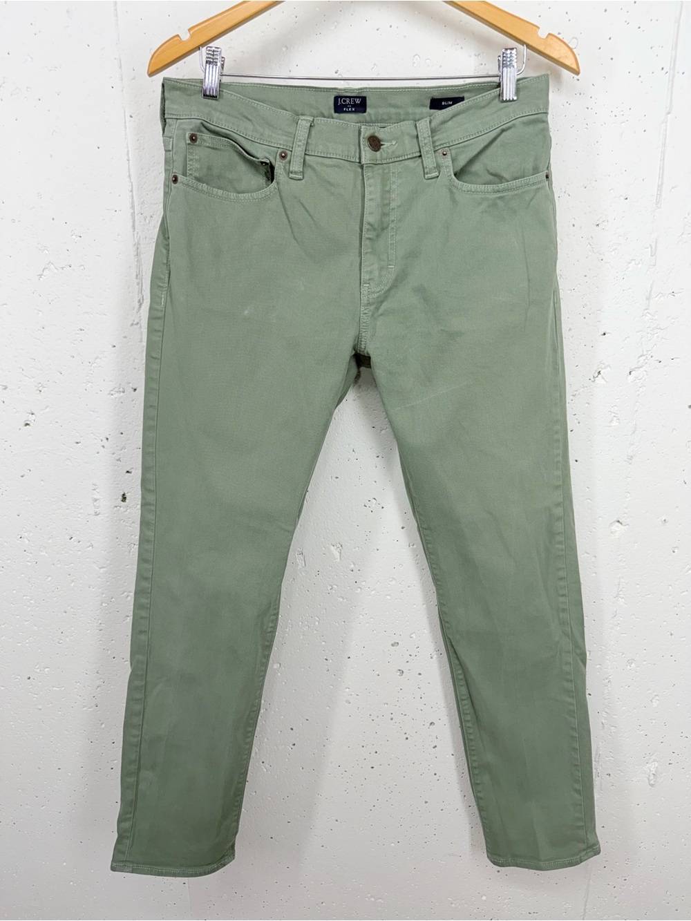 J Crew Factory Men’s size 31 x 29.5 Flex Slim Fit Sage Green Jeans